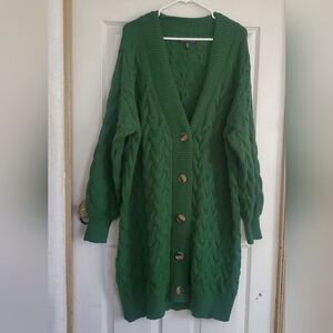 Eloquii Forest Green Button-Up Cardigan, Size 18/20